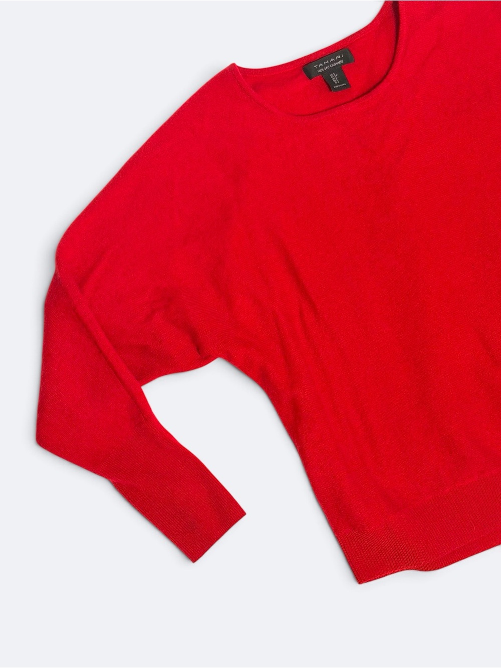 Tahari Bright Red Cashmere Crewneck Sweater Sz S